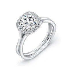 Halo Engagement Ring 1.72 Carats Round Diamond