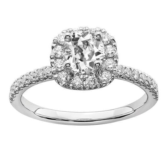 Anel de noivado Halo redondo antigo diamante de minerador com acentos 4.50 quilates - harrychadent.pt