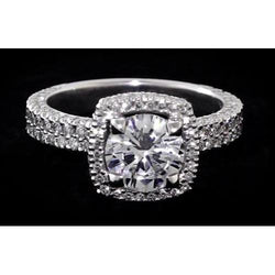 Halo Engagement Ring Round Real Diamond 3.50 Carats