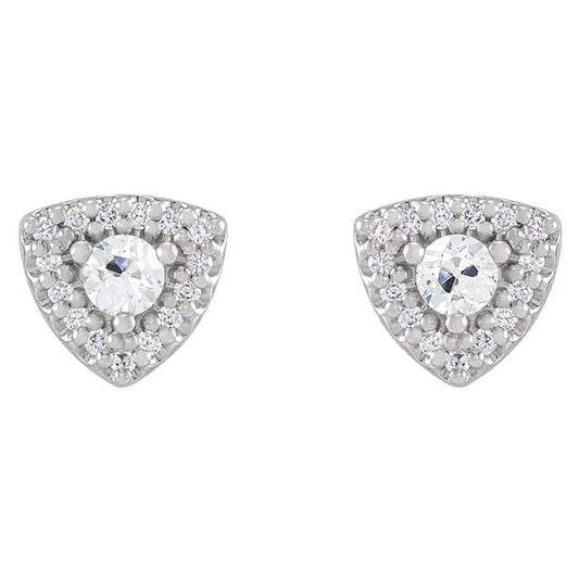 Brincos Halo Diamond Stud Old Cut Joias em formato de triângulo de 4.50 quilates - harrychadent.pt