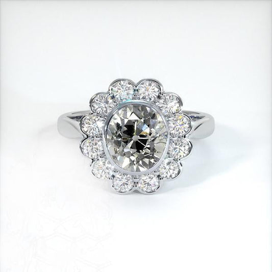 Conjunto de moldura de anel de diamante com almofada Halo Old Cut estilo flor de 3.50 quilates - harrychadent.pt