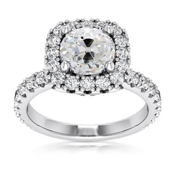 Halo Old Cut Round Diamond Ring With Accents Jewelry 6 Carats