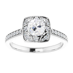 Halo Old Mine Cut Diamond Ring With Accents Jewelry 3.75 Carats