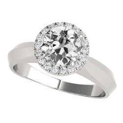 Halo Old Miner Diamond Engagement Ring 4.75 Carats White Gold 14K