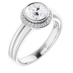 Halo Old Miner Diamond Ring Bezel Set 4.25 Carats 14k White Gold Jewelry