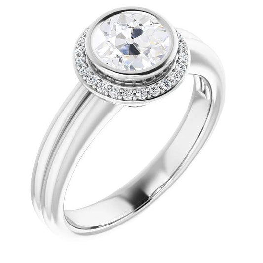 Halo Old Miner Diamond Ring Center Stone Setting: Bezel Set 4.25 quilates 14k White Gold Jóias - harrychadent.pt