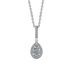 Halo Pear Cut And Round 1.72 Ct Diamonds Pendant Necklace White Gold
