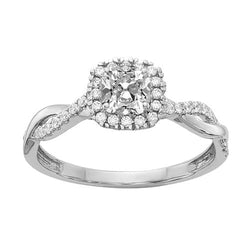 Halo Ring Cushion Old Cut Diamond Twisted Infinity Style 2.75 Carats