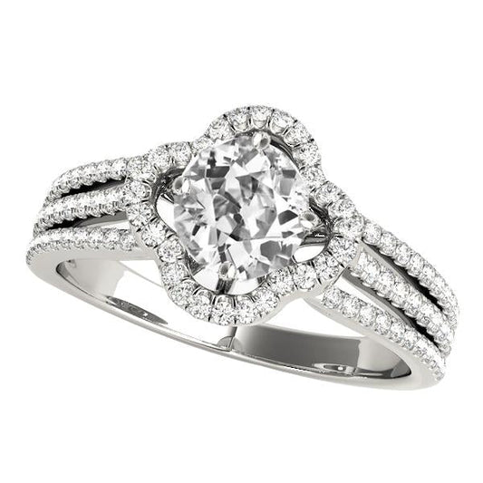 Halo Ring Old Cut Diamante Triplo Split Shank Star Style 7 Quilates - harrychadent.pt