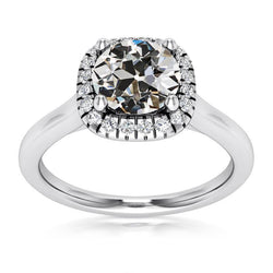 Halo Ring Old Mine Cut Diamond Women's Gold Jewelry 5.75 Carats