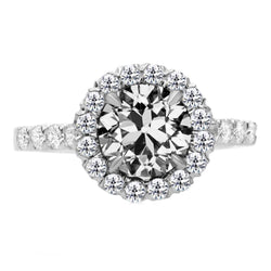 Halo Ring Round Old Cut Real Diamond Prong Set Women’s Jewelry 6.50 Carats
