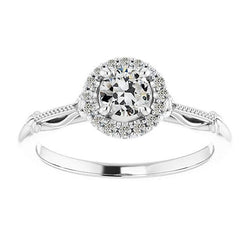 Halo Ring Round Old Mine Cut Real Diamond Vintage Style 2.50 Carats