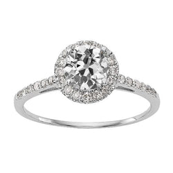 Halo Ring With Accents Round Old Miner Diamond 3.50 Carats Gold 14K