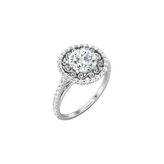 Anel de noivado de diamante redondo Halo 1.99 quilates em ouro branco 14K - harrychadent.pt