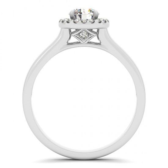 Anel de noivado de diamante redondo Halo estilo flor 1.0 quilates WG 14K - harrychadent.pt