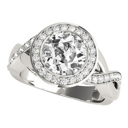 Halo Round Old Cut Diamond Ring 5.75 Carats Infinity Style