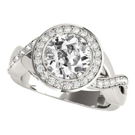 Anel de diamante redondo antigo corte Halo de 5.75 quilates estilo infinito - harrychadent.pt