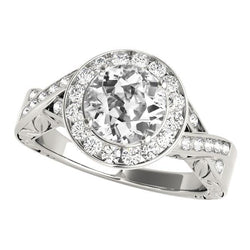 Halo Round Old Cut Diamond Ring Twisted Style 5.25 Carats Jewelry