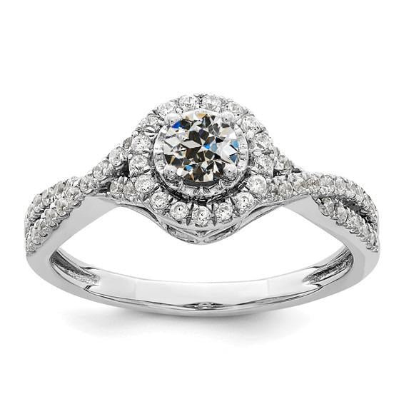 Halo redondo antigo corte anel de casamento de diamante haste trançada 3.50 quilates - harrychadent.pt