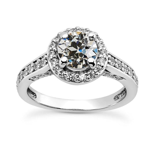 Halo redondo antigo corte anel de diamante ouro joias femininas 4.50 quilates - harrychadent.pt