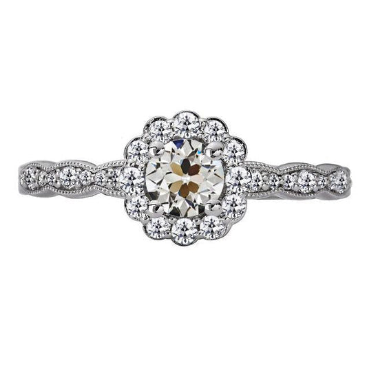 Halo redondo antigo corte anel de diamante flor estilo 4.50 quilates - harrychadent.pt