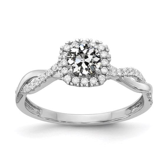 Halo redondo antigo anel de diamante europeu haste torcida 2.50 quilates - harrychadent.pt