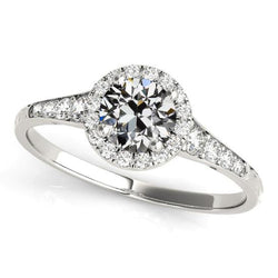 Halo Round Old European Diamond Ring With Accents 4 Carats