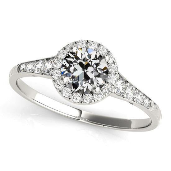 Halo redondo antigo anel de diamante europeu com acentos 4 quilates - harrychadent.pt