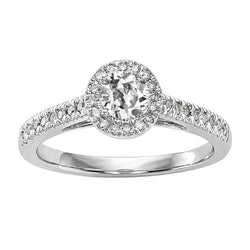 Halo Round Old Mine Cut Diamond Ring 2.75 Carats Ladies Gold Jewelry