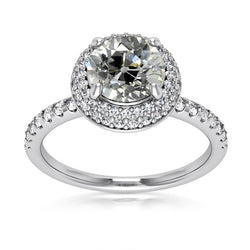 Halo Round Old Mine Cut Diamond Wedding Ring Prong Set 5.75 Carats