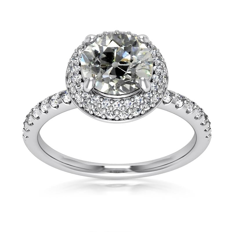 Conjunto de pinos de anel de casamento de diamante Halo redondo antigo corte de mina de 5.75 quilates - harrychadent.pt