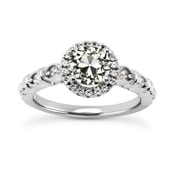 Halo Round Old Mine Cut Lab Grown Diamond Ring Ladies Jewelry 3.25 Carats