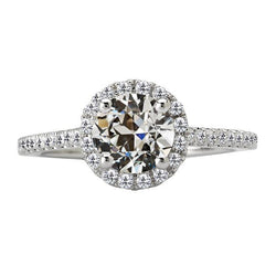 Halo Round Old Mine Cut Real Diamond Ring Women's Jewelry 5 Carats