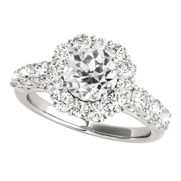 Halo redondo antigo mineiro anel de diamante flor estilo pino conjunto de 5 quilates - harrychadent.pt