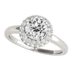 Halo Round Old Miner Diamond Ring Prong Set 3.50 Carats Jewelry