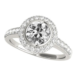 Halo Round Old Miner Diamond Ring With Accents Bezel Set 4.50 Carats