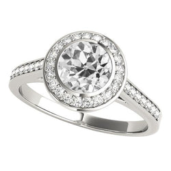Halo Round Old Miner Diamond Ring With Accents Bezel Set 5 Carats