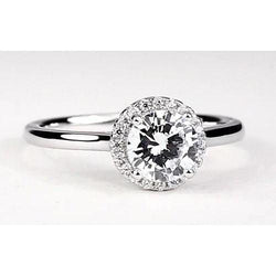 Halo Setting Round Engagement Ring Lab Grown 1.50 Carats