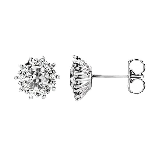 Halo Stud Earrings 4 quilates antigo mineiro diamante estilo flor push backs - harrychadent.pt