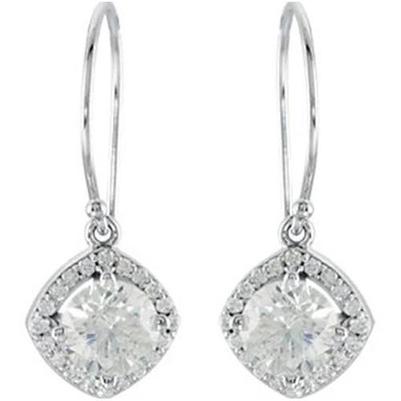 Brincos de diamante pendentes estilo halo 3,12 quilates e ouro branco 14K - harrychadent.pt