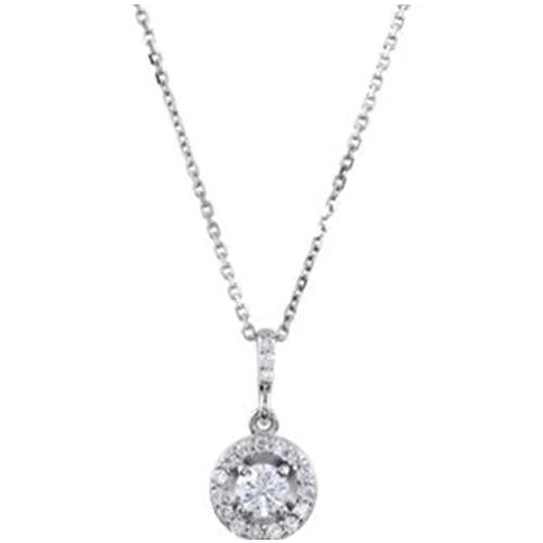 Pingente ou colar de diamante estilo halo 1.16 quilates e ouro branco 14K - harrychadent.pt