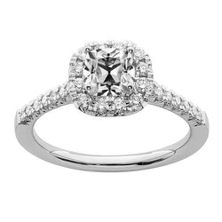 Halo Wedding Ring Cushion Old Miner Diamond 4 Carats White Gold