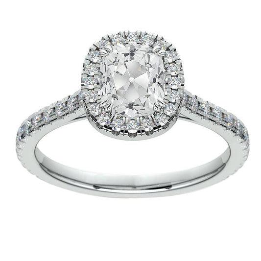 Aliança de casamento Halo Old Cut Almofada de diamante 5.50 quilates joias femininas - harrychadent.pt