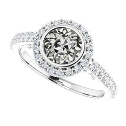 Halo Wedding Ring Round Bezel Set Old Miner Lab Grown Diamond 5.50 Carats