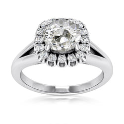 Halo Wedding Ring Round Old European Diamonds 4.75 Carats Split Shank