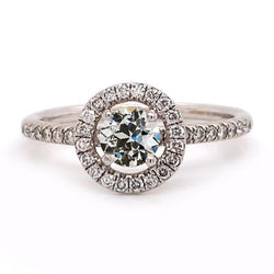 Halo Wedding Ring Round Old Mine Cut Diamond 2.50 Carats Gold 14K