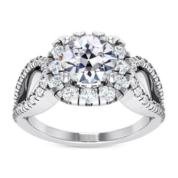 Halo Wedding Ring Round Old Miner Diamond Split Shank 7.25 Carats
