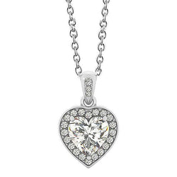 Heart And Round Cut 2.65 Ct Diamonds Pendant Necklace White Gold 14K