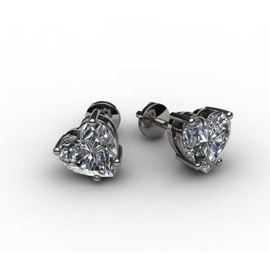 Diamantes em forma de coração 2.00 quilates Lady Studs brincos ouro branco 14K - harrychadent.pt