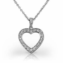 Heart Pendant Necklace 3 Ct Round Brilliant Cut Diamonds White Gold